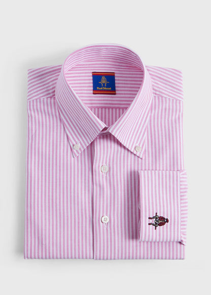 Striped Oxford Logo Sport Shirt Blue - Paul Stuart