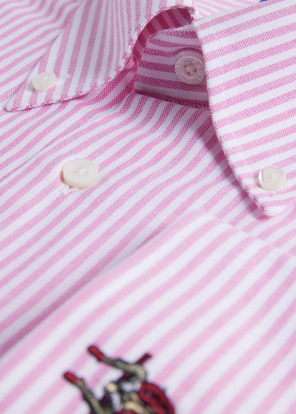 Striped Oxford Logo Sport Shirt Blue - Paul Stuart