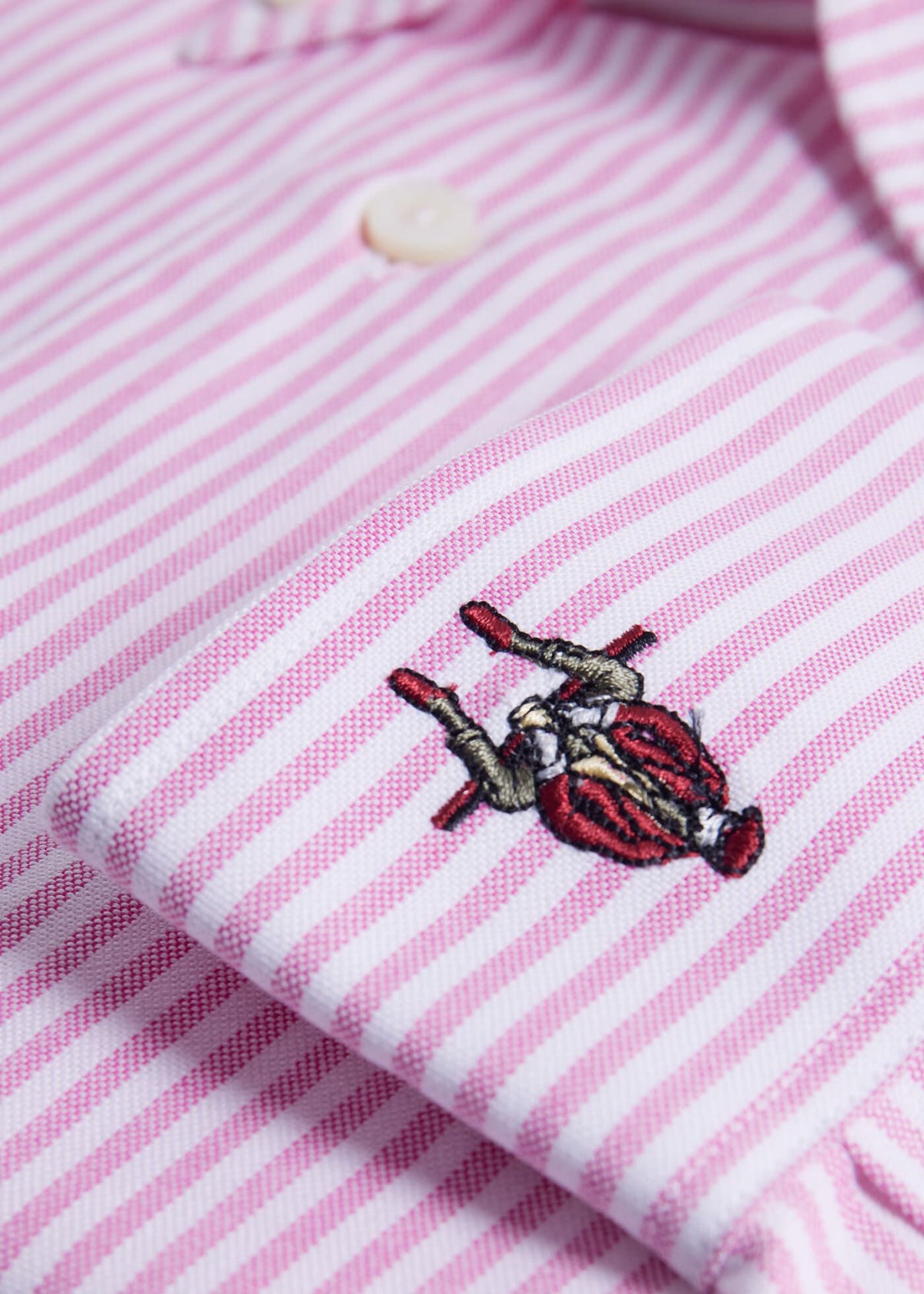 Striped Oxford Logo Sport Shirt Blue - Paul Stuart
