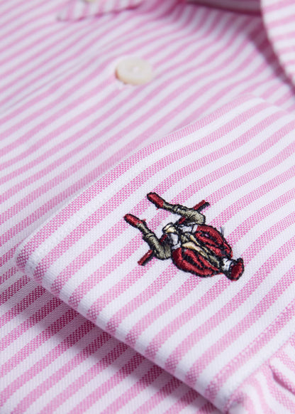 Striped Oxford Logo Sport Shirt Blue - Paul Stuart