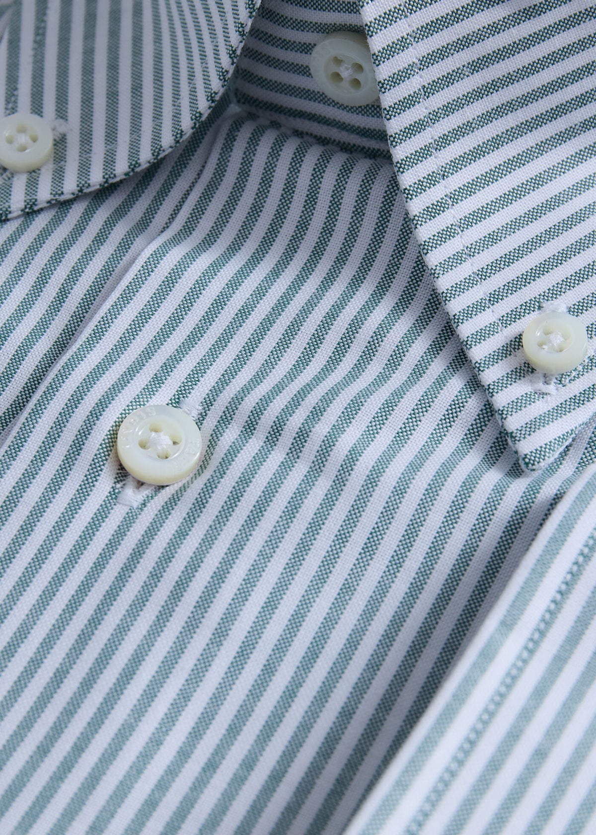 Stripe Oxford Logo Sport Shirt Green - Paul Stuart