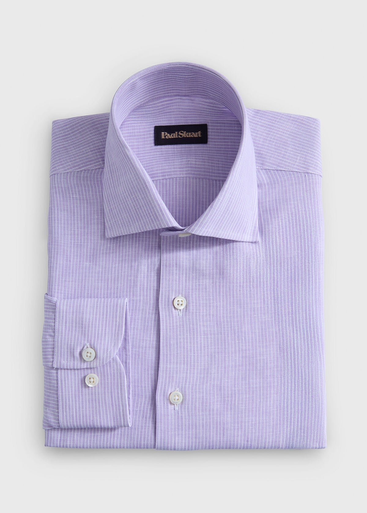 Linen Stripe Shirt Lavender - Paul Stuart