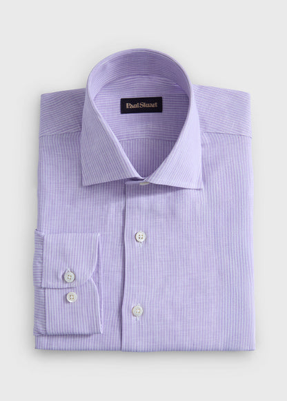 Linen Stripe Shirt Lavender - Paul Stuart