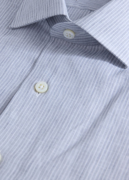 Linen Stripe Shirt Lavender - Paul Stuart