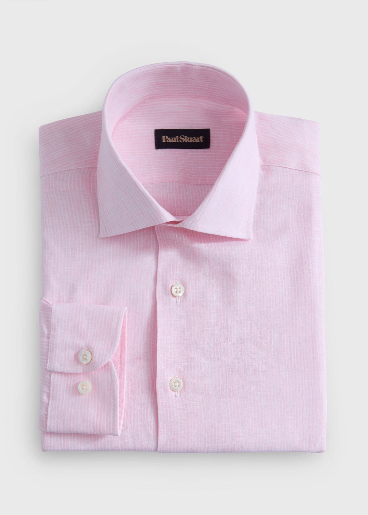 Linen Stripe Shirt Lavender - Paul Stuart