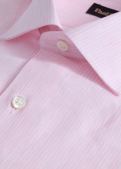 Linen Stripe Shirt Lavender - Paul Stuart