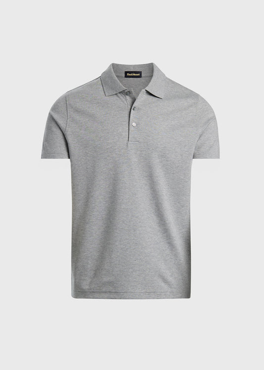 Pima Cotton Interlock Polo Light Grey - Paul Stuart