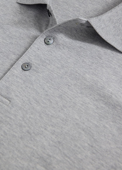Pima Cotton Interlock Polo Light Grey - Paul Stuart