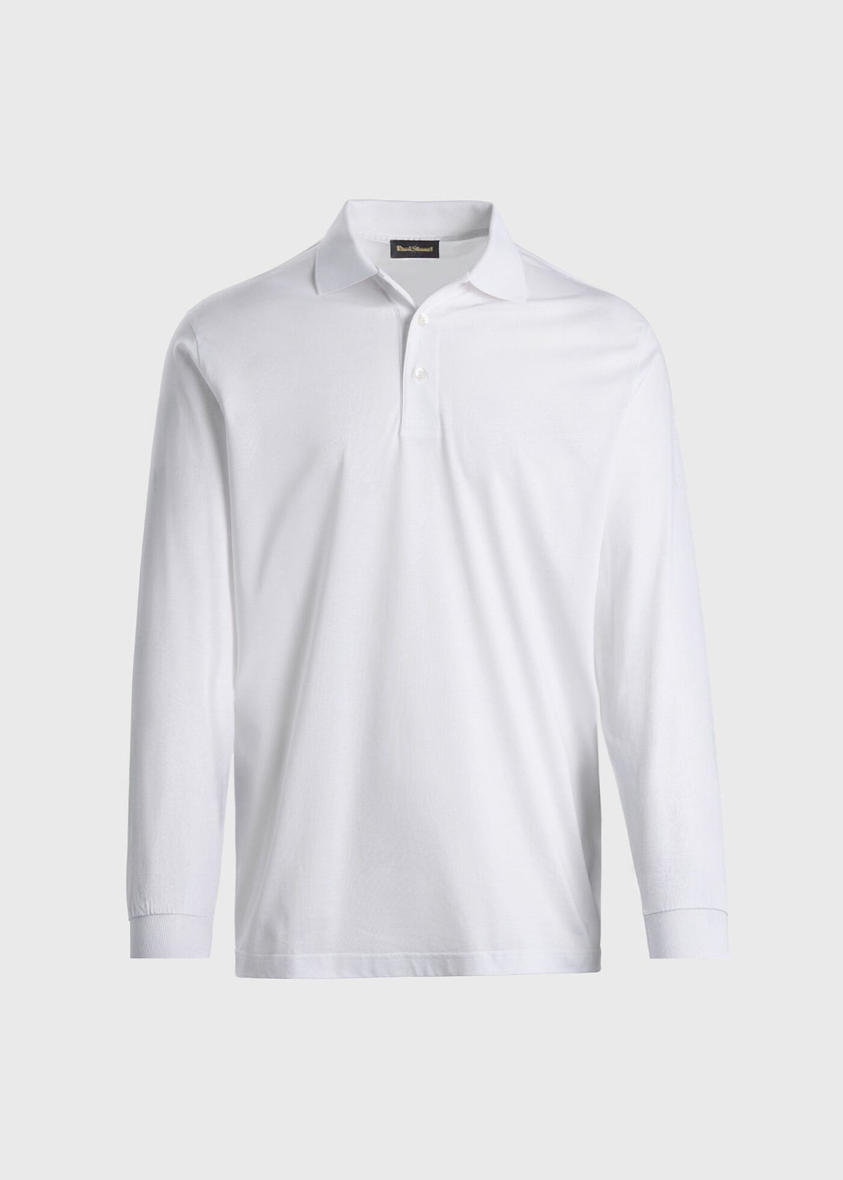 Mercerized Cotton Long Sleeve Polo Shirt White - Paul Stuart