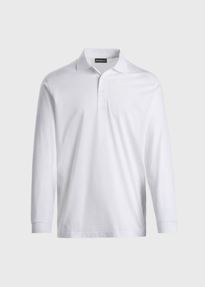 Mercerized Cotton Long Sleeve Polo Shirt White - Paul Stuart
