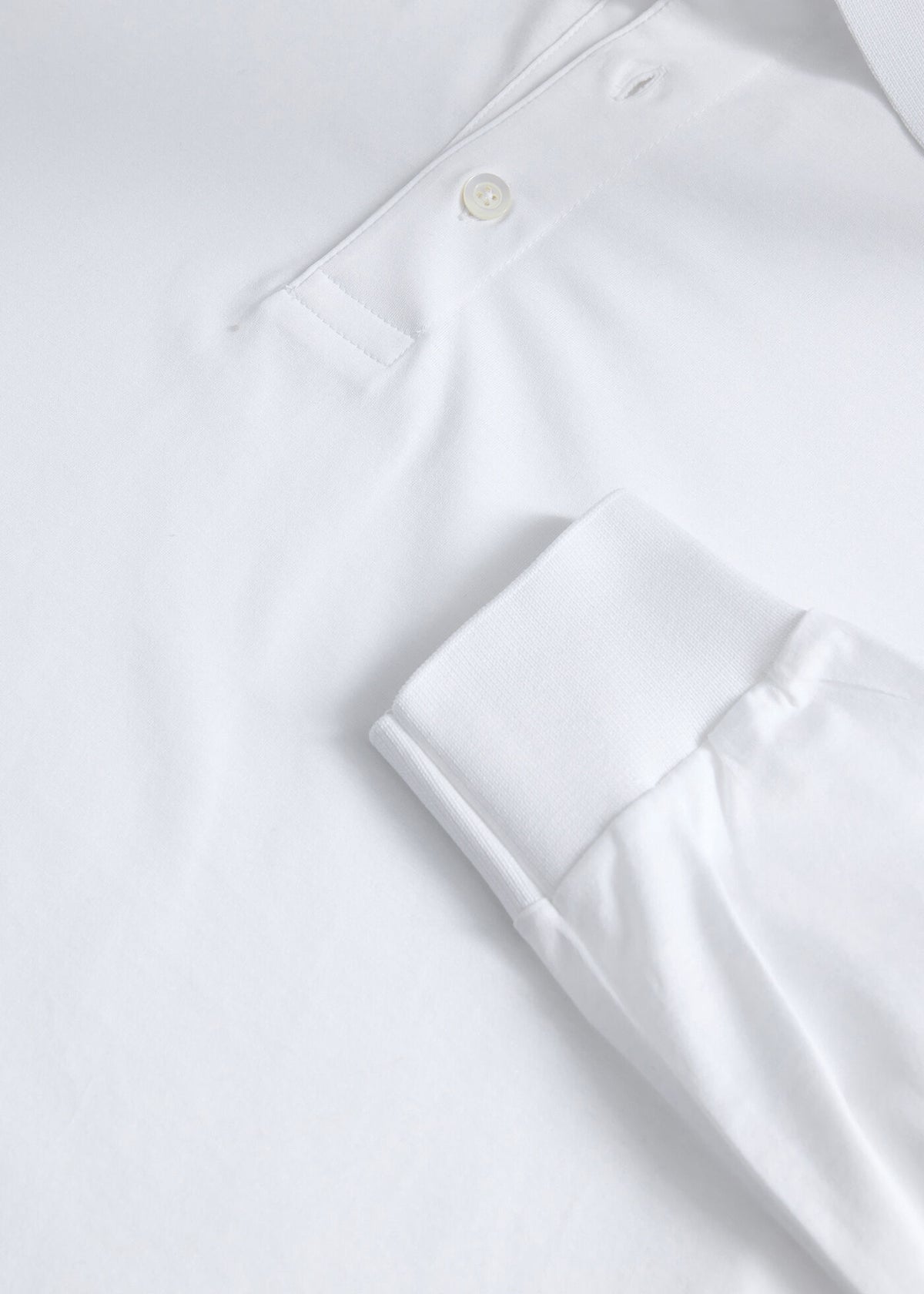 Mercerized Cotton Long Sleeve Polo Shirt White - Paul Stuart