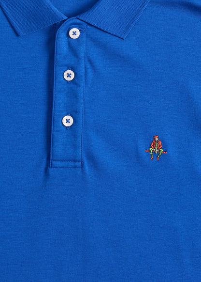 Pima Interlock Logo Polo Black - Paul Stuart