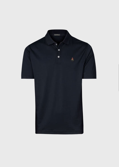 Pima Interlock Logo Polo Black - Paul Stuart