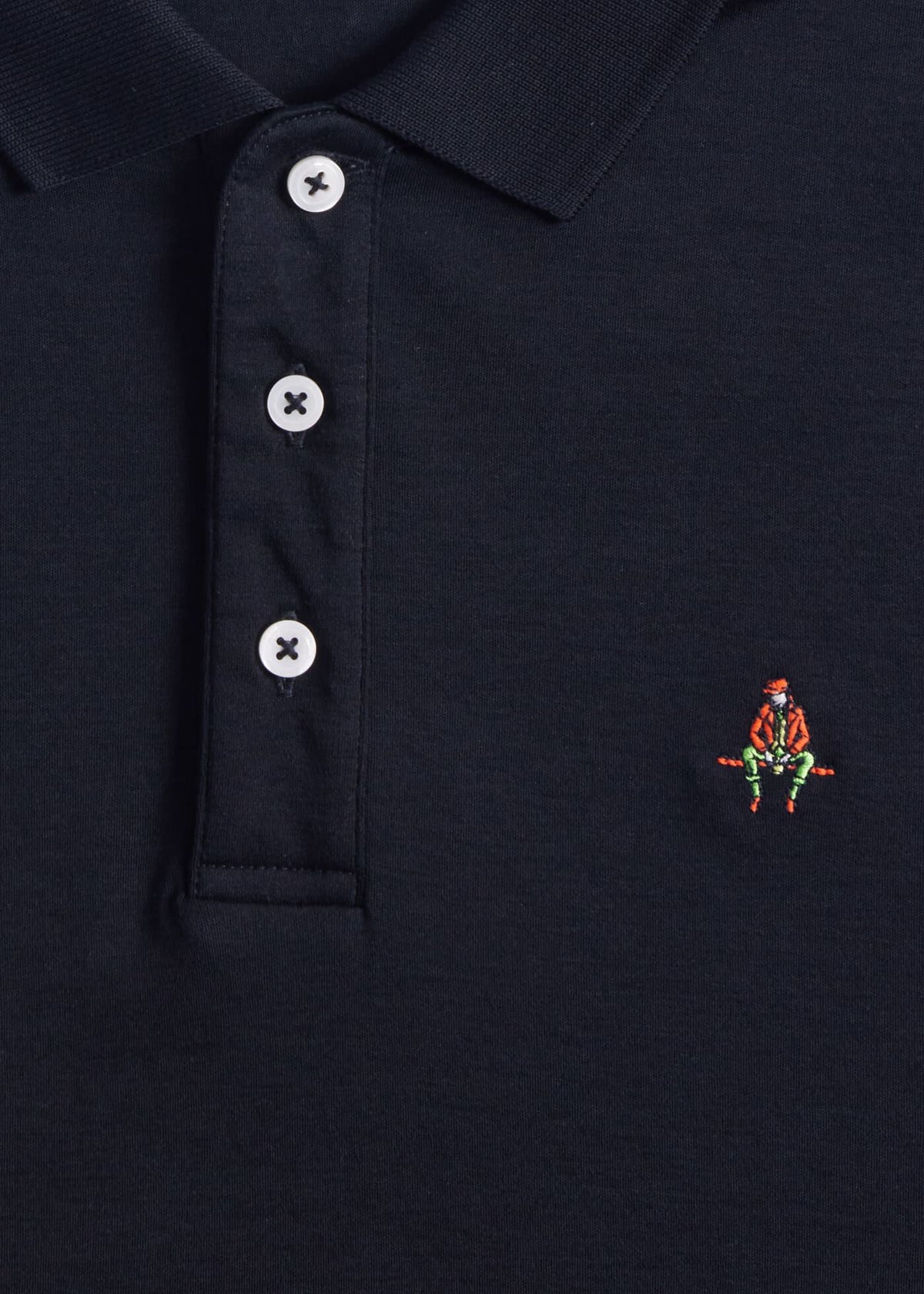 Pima Interlock Logo Polo Black - Paul Stuart