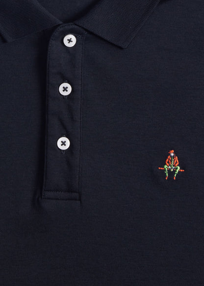 Pima Interlock Logo Polo Black - Paul Stuart
