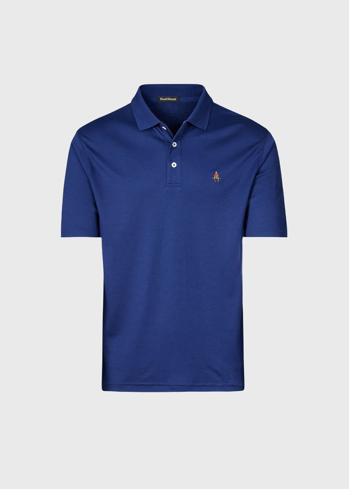 Pima Interlock Logo Polo Black - Paul Stuart