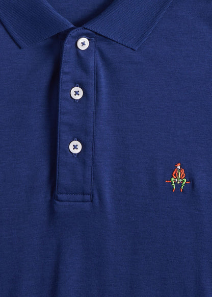 Pima Interlock Logo Polo Black - Paul Stuart