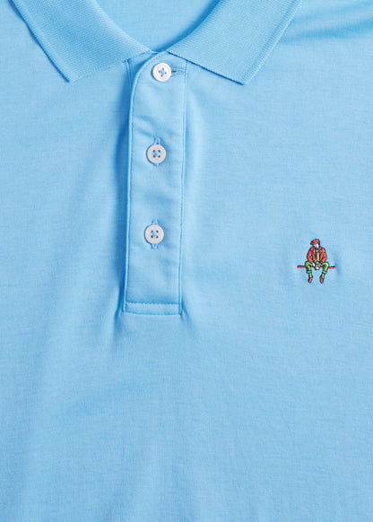 Pima Interlock Logo Polo Black - Paul Stuart