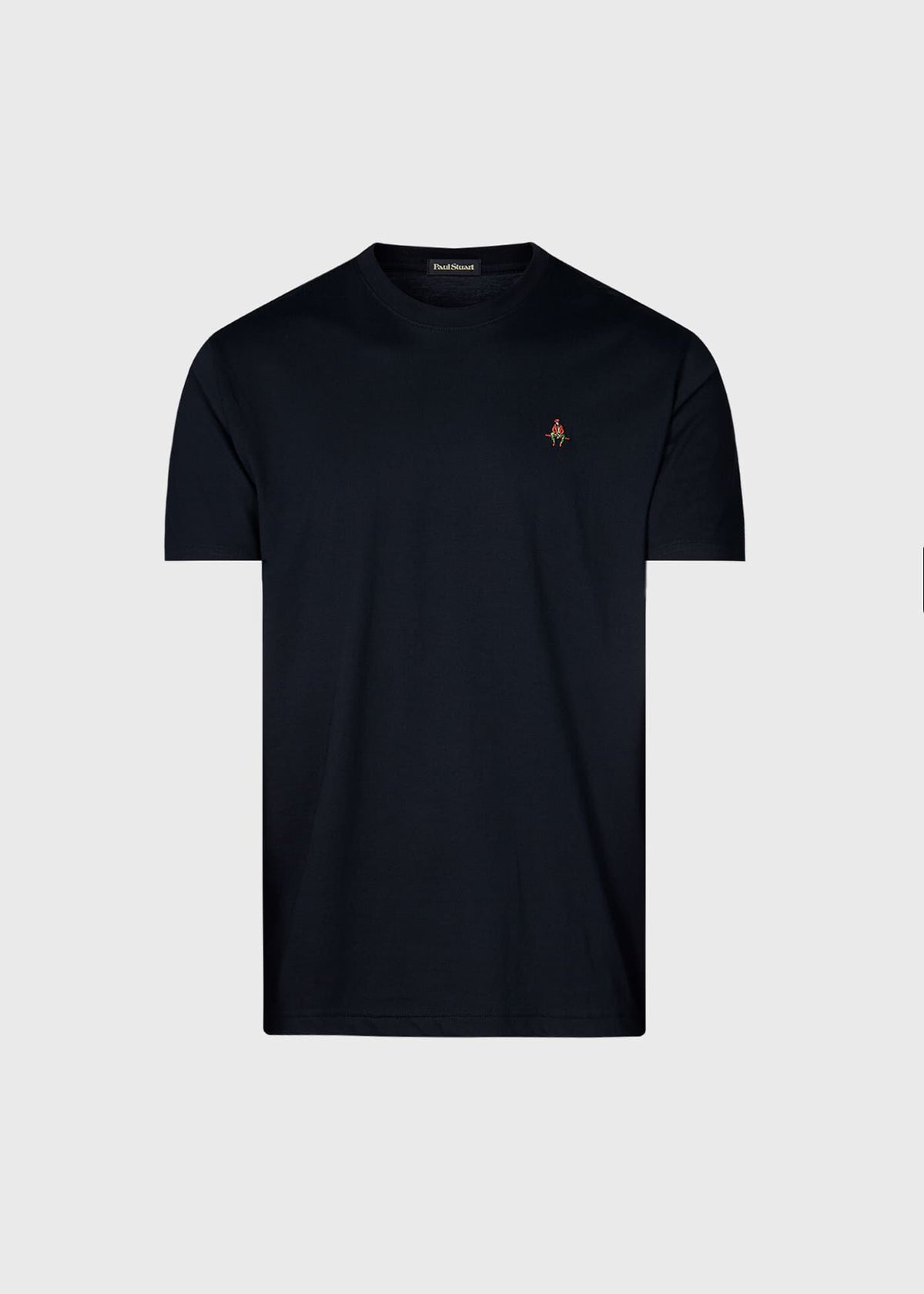 Pima Interlock Logo T-Shirt Black - Paul Stuart