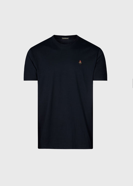 Pima Interlock Logo T-Shirt Black - Paul Stuart