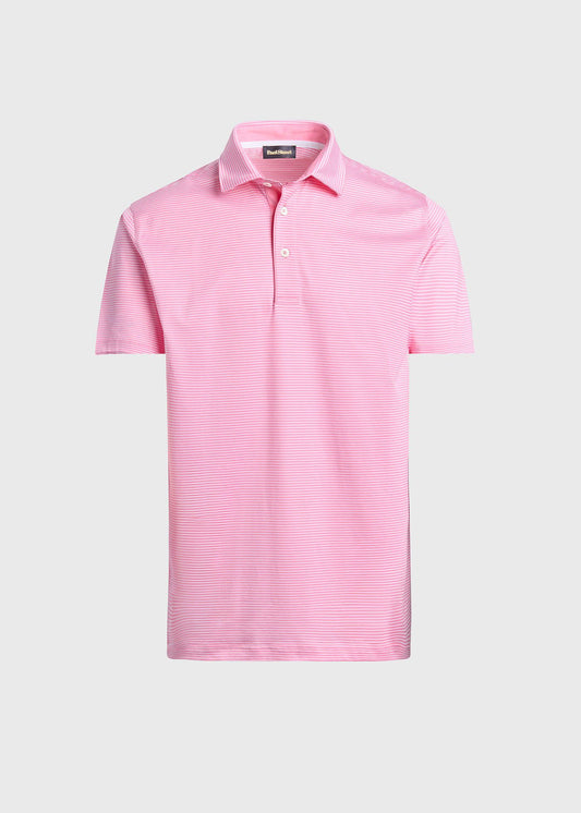 Two-Tone Stripe Performance Polo Light Blue - Paul Stuart
