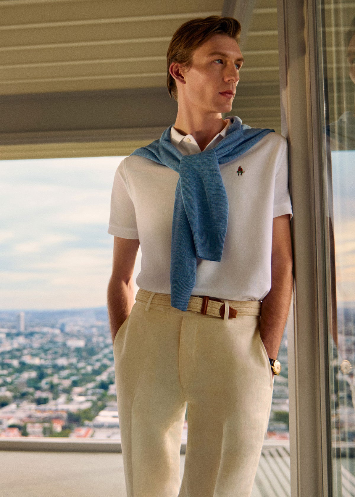 Cotton Pique Logo Polo Azure, unselectable - Paul Stuart