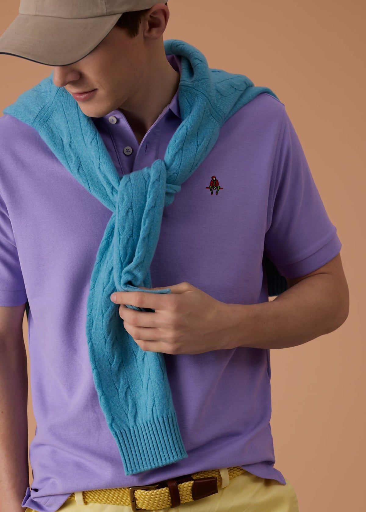 Cotton Pique Logo Polo Azure, unselectable - Paul Stuart