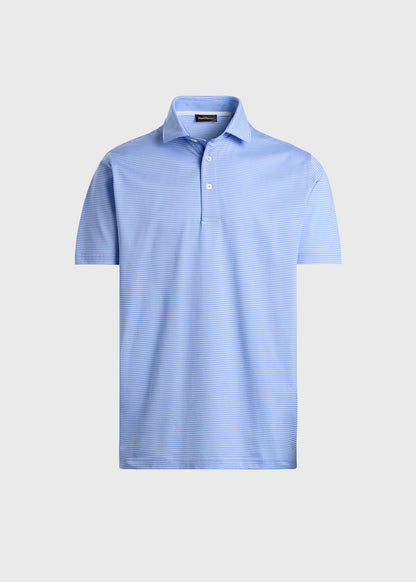 Two-Tone Stripe Performance Polo Light Blue - Paul Stuart