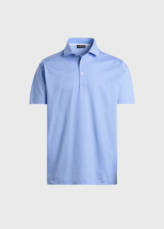 Two-Tone Stripe Performance Polo Light Blue - Paul Stuart