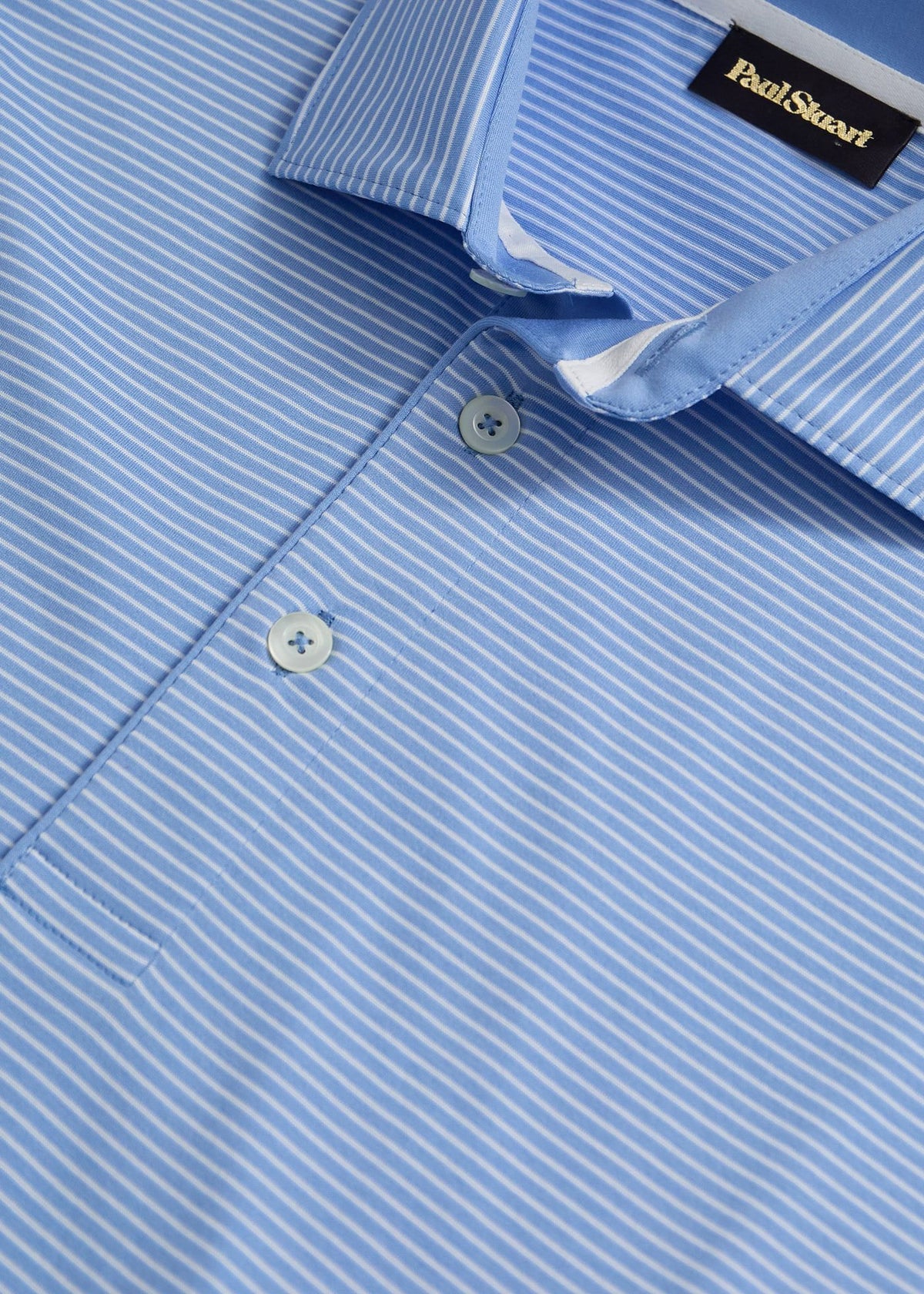 Two-Tone Stripe Performance Polo Light Blue - Paul Stuart