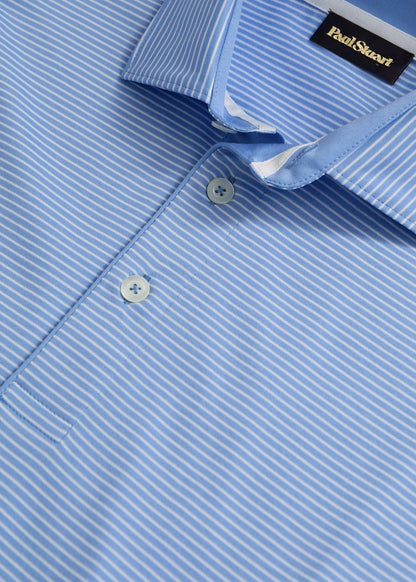 Two-Tone Stripe Performance Polo Light Blue - Paul Stuart