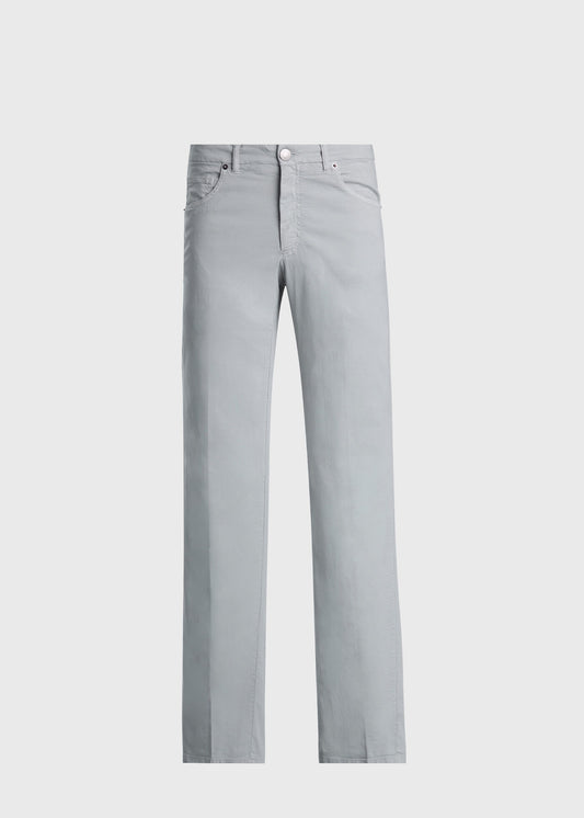 Cotton & Silk Five Pocket Pant Khaki - Paul Stuart