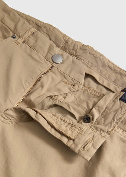 Cotton & Silk Five Pocket Pant Khaki - Paul Stuart