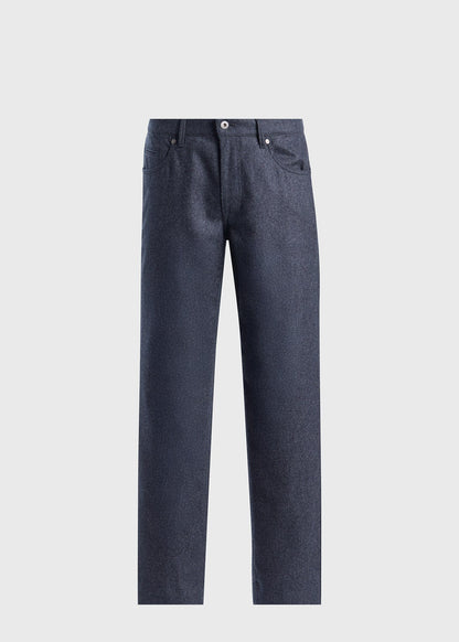 Wool Flannel Five Pocket Pant Dark Brown - Paul Stuart
