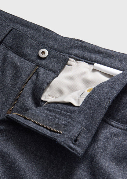 Wool Flannel Five Pocket Pant Dark Brown - Paul Stuart