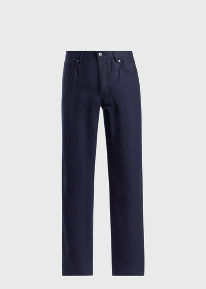 Wool Flannel Five Pocket Pant Dark Brown - Paul Stuart