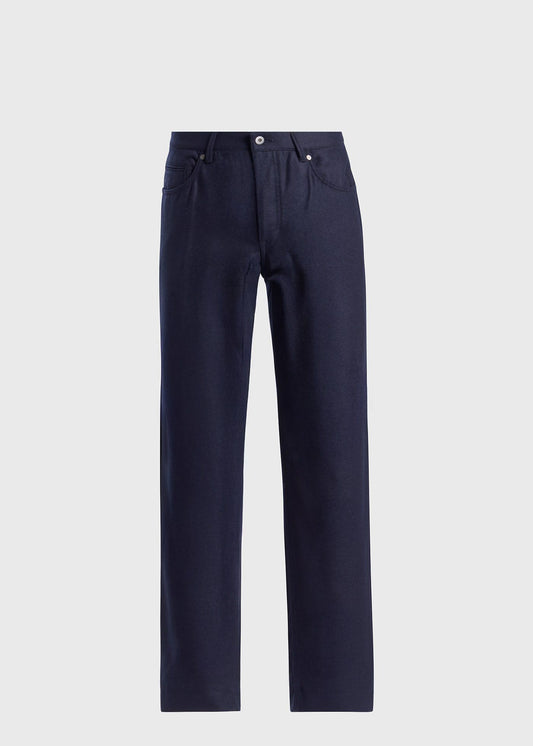 Wool Flannel Five Pocket Pant Dark Brown - Paul Stuart