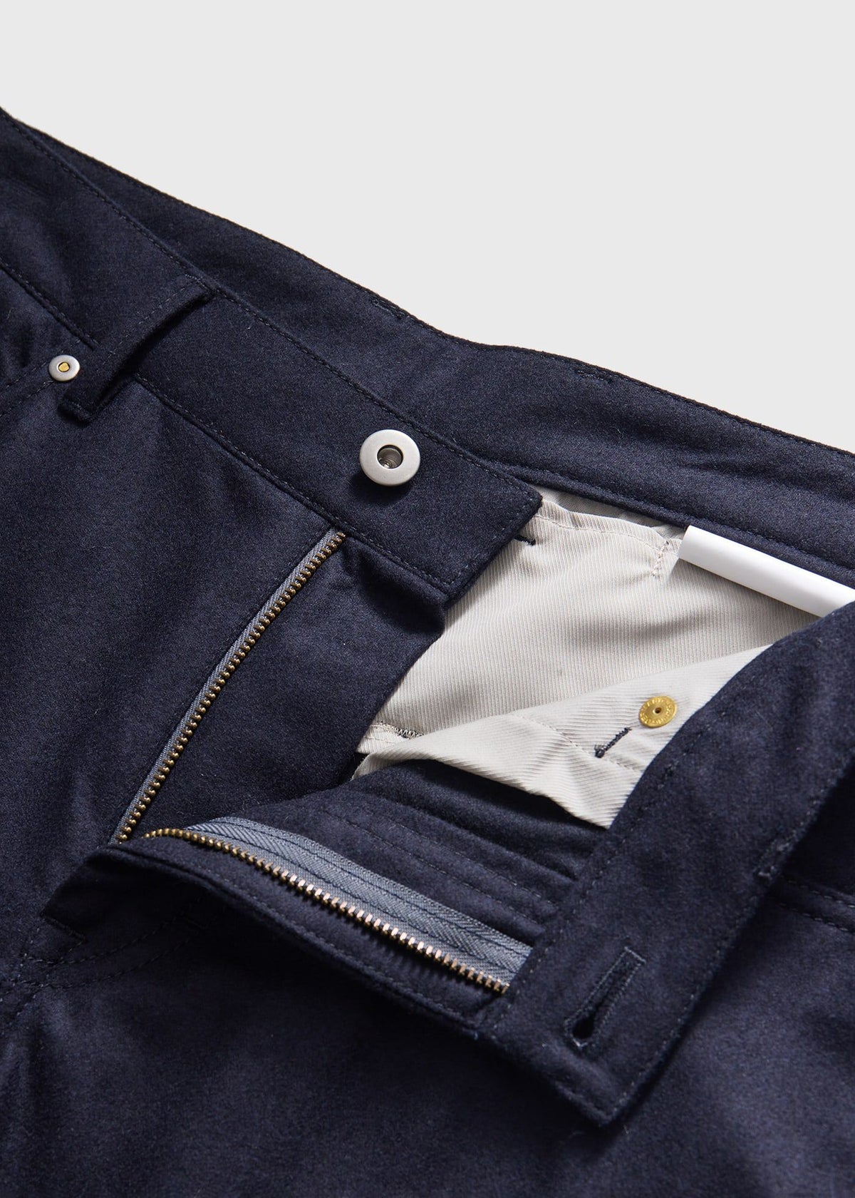 Wool Flannel Five Pocket Pant Dark Brown - Paul Stuart