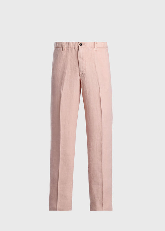 Linen Garment Dyed Trouser Dusty Rose - Paul Stuart