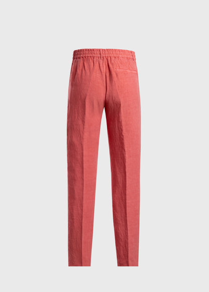 Linen Drawstring Trouser Crimson - Paul Stuart
