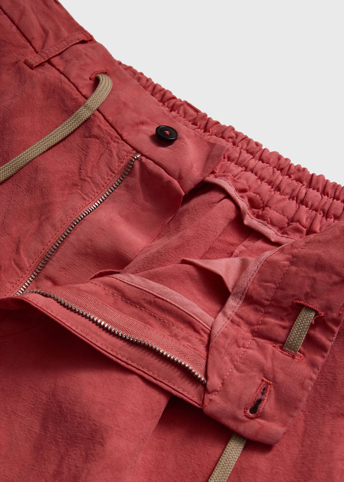 Linen Drawstring Trouser Crimson - Paul Stuart