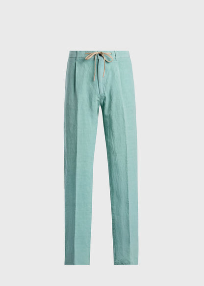 Linen Drawstring Trouser Crimson - Paul Stuart