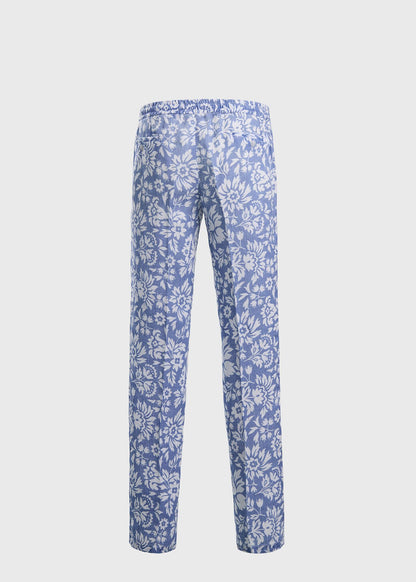 Floral Linen Trouser Blue/White - Paul Stuart