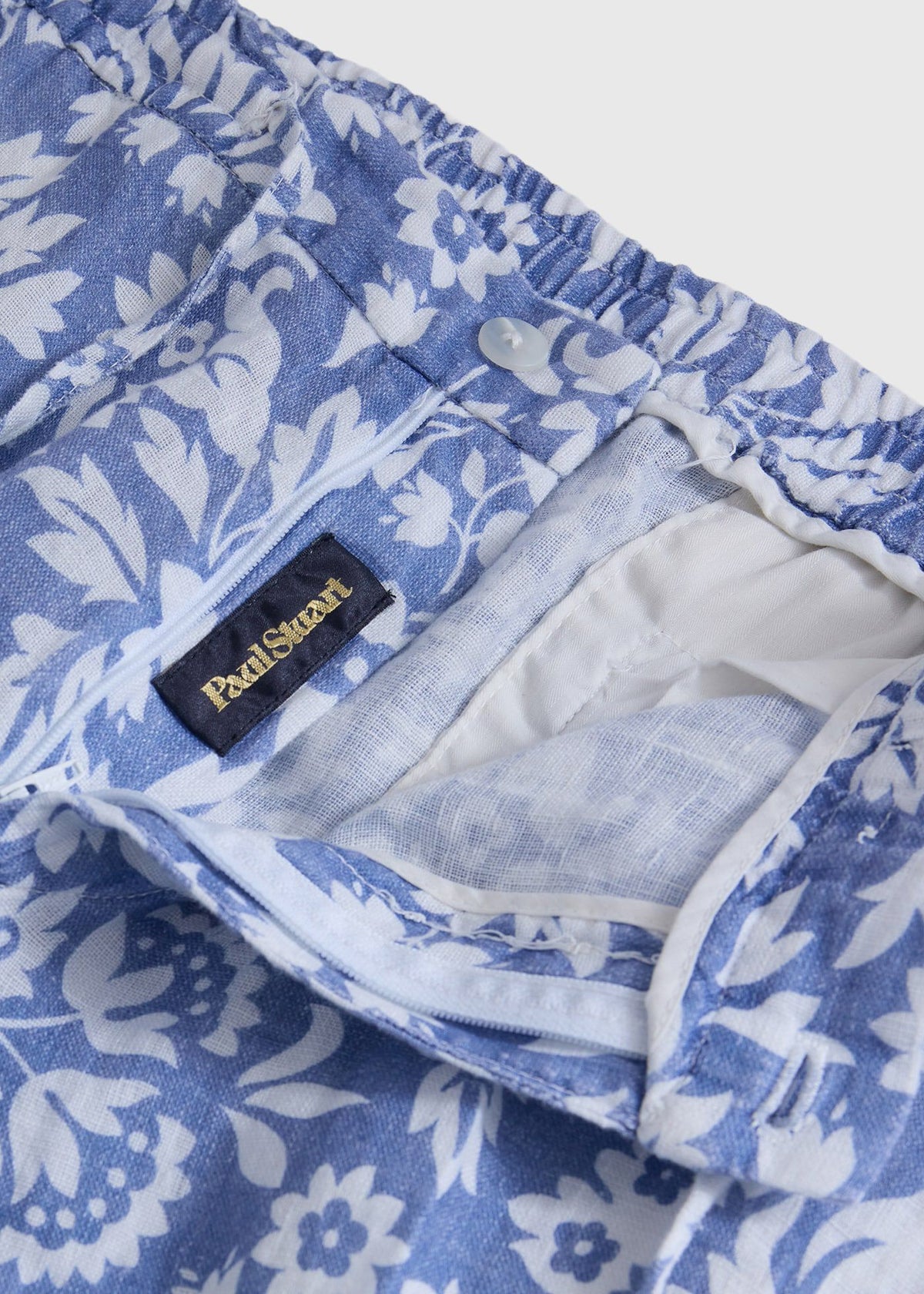Floral Linen Trouser Blue/White - Paul Stuart