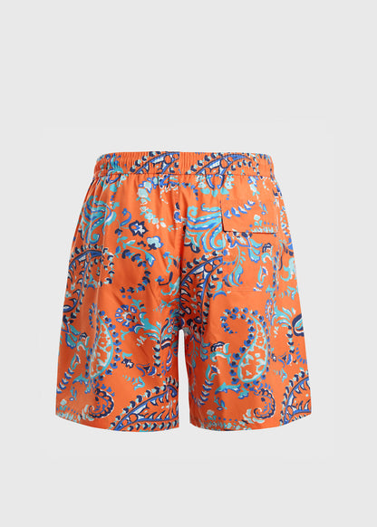 Paisley Print Swim Trunk Orange - Paul Stuart