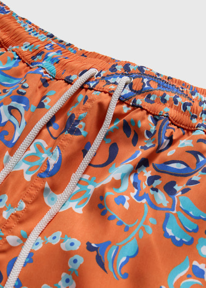 Paisley Print Swim Trunk Orange - Paul Stuart