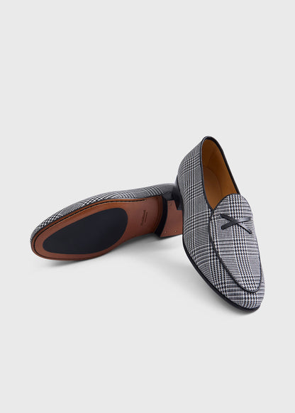 Francisco Wool Plaid Loafer Black/White - Paul Stuart
