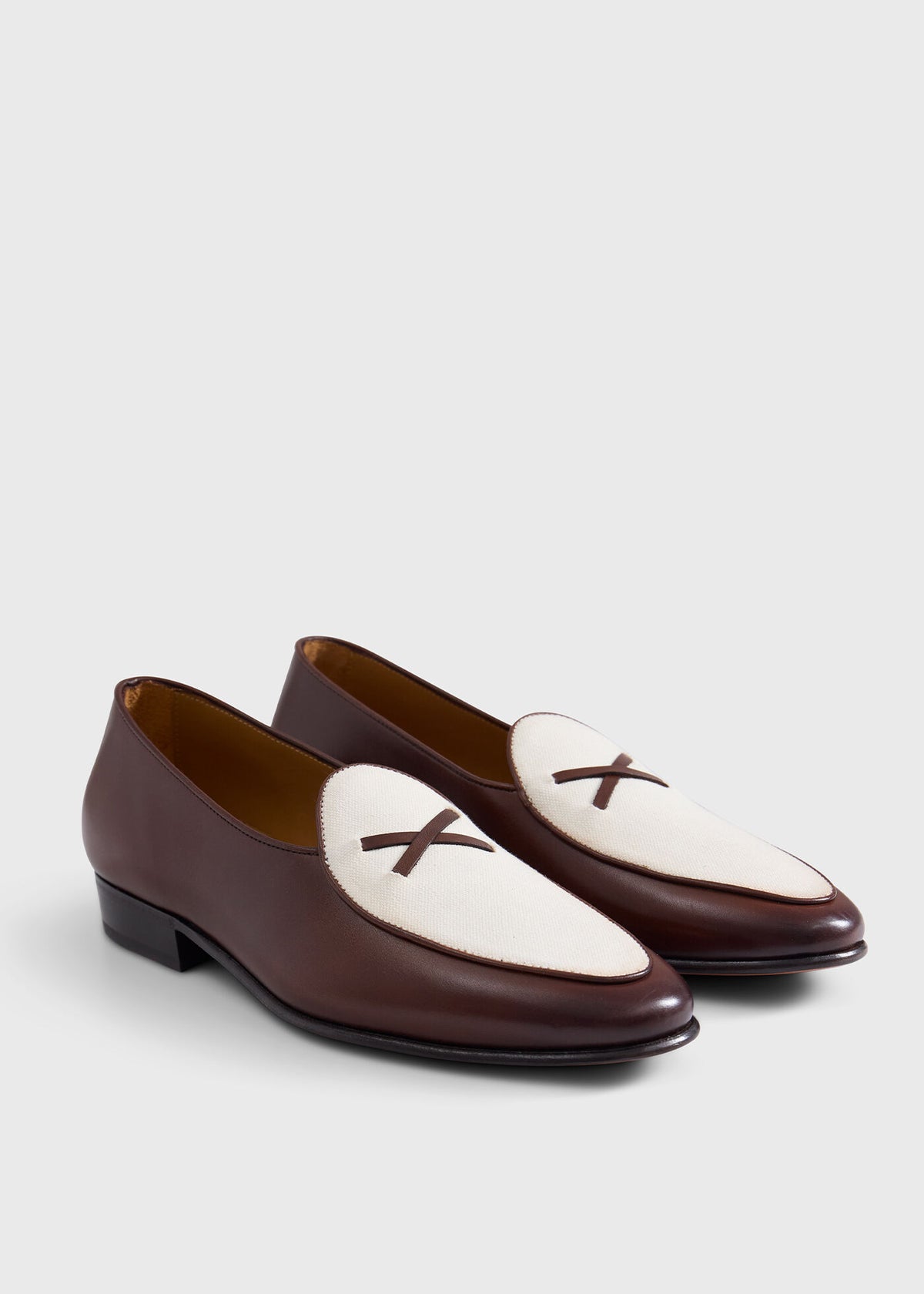 Francisco Leather and Canvas Loafer Brown - Paul Stuart