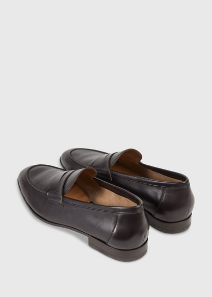 Harlan Leather Penny Loafer Black Calf - Paul Stuart