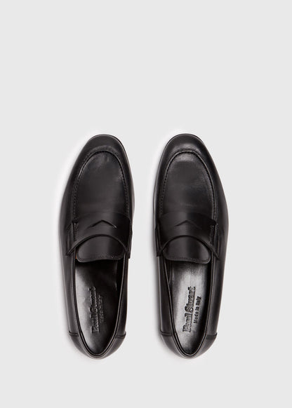 Harlan Leather Penny Loafer Black Calf - Paul Stuart